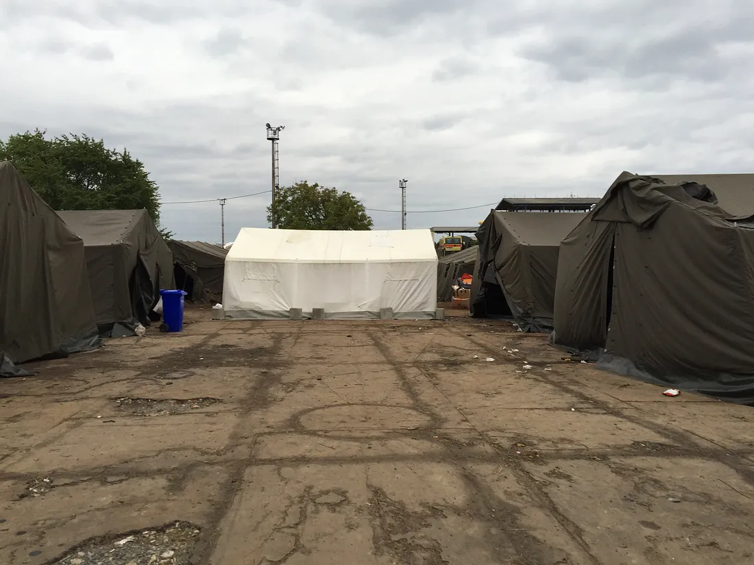 The camp tents were set up by the military.