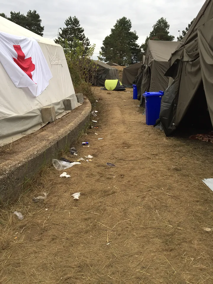 The Red Cross of Croatia had their tent set up to distribute warm cloths.